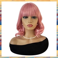 Wigs Fiber Wigs Women Girls Short Volume Head Wave Pink Heat Resistant Rose Mesh Elegant Fashion
