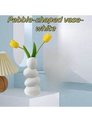 1入組陶瓷花瓶Ins風格輕奢高端不規則卵石家居裝飾品，適用於客廳和門廳搭配鮮花