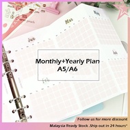 A6 A5 Year Monthly Plan Folded Colour Refill 5 Sheets Paper 6 holes Loose-Leaf Notebook