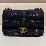 香奈兒Chanel 22P 黑色牛仔塗鴉CF 小號
