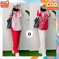 MERAH One Set Merdeka T-shirt August Clothes Independence Day Suit Red and White Set Pants Setcelan 