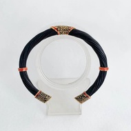 純象尾毛手鐲，全黑，鍍銀，鍍金，Sukhothai 琺瑯工藝，均碼，男女皆宜。