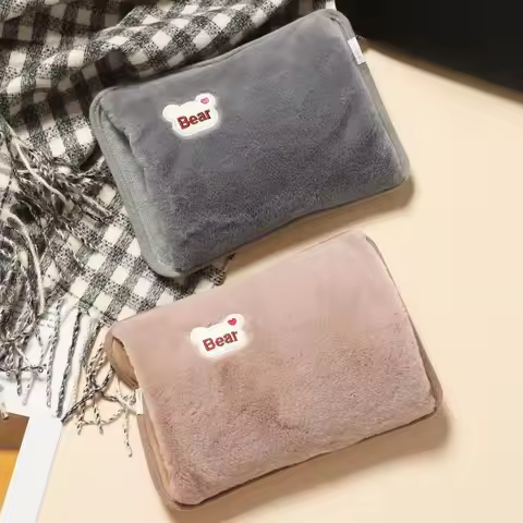 Rechargeable Electric Hot Water Bag Safety Rabbit Fur Reusable Hot Water Bottle Hand Warmer Heat Pac