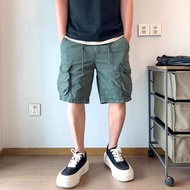 Summer Casual Cotton Workwear Shorts Mens Trendy American Retro below Knee Five-Quarter Length Strai