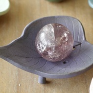 聖誕禮物 純手捏陶瓷皂盤( 紫色構樹葉紋)