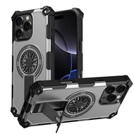 Shockproof Armour Magnetic Stand Rotating Gyro Phone Case For iPhone 16E 16 Pro Max Plus 15 14 13 Pr