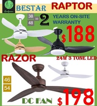 BESTAR Raptor 33 38 48 Razor 46 54  / 2 Years On-Site Warranty / 24W 3 Tone LED / DC Fan