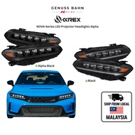 ALPHAREX NOVA-Series RHD LED Projector Headlights Alpha Black/ Black - Honda Civic FE / FL1 / FL5