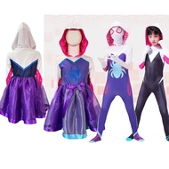 Girls Gwen Ghost Spider Halloween Costume - Bodysuit with Hoodie