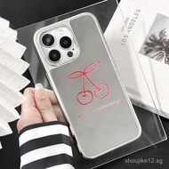 Cherry Electroplated Silver Edge Mirror Phone Case For Samsung M15 A36 F15 A54 A17 A55 A15 A56 M55 A