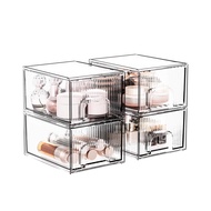 4 Pack Striped Stackable Makeup Organizer, Clear Acrylic Organizers Storage Drawer Organizer, Cosmet