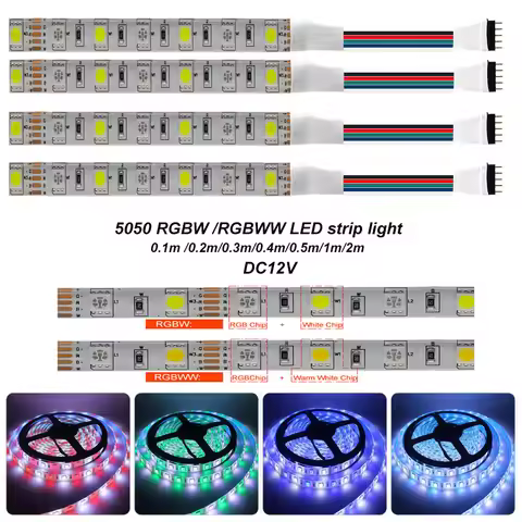 5050 RGBW RGBWW LED strip light DC12V RGB+(Warm/Cool White) 5pin IP30 /IP65 waterproof LED light Tap