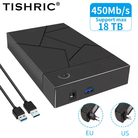 TISHRIC External Hard Drive Enclosure HDD Case 3.5Inch SATA 3 to USB 3.0 Hard Disk External Case for