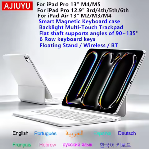 Smart Magnetic Keyboard Case for iPad Pro 13 M4 M5 Pro 12 9 12.9" iPad Air 13 M4 M3 Cover Multi-Touc