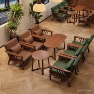 Combination Leisure Commercial Tea Shop Table Chair Milk Hotel B & B Cafe Sofa Retro B & B Solid Woo