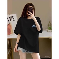Pure Cotton Can't Pill Short-Sleeved Top Plus Size T-Shirt Women Printed Korean Version Summer A0
