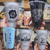 CUSTOM screen-printed plastic cups, sizes 12oz, 14oz, 16oz, 3.5g to 7g thick
