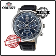 CTV02003D FTV02003D TV02003D ORIENT Men Original Brand New Chronograph Blue Dial Leather Strap Watch