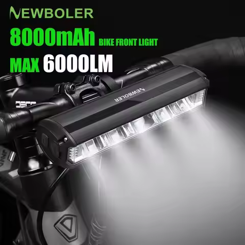NEWBOLER Bicycle Light Front 8000mAh Bike Light Waterproof Flashlight 6000Lumen USB Charging MTB Roa