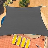 8'x8' Sun Shade Sail Curved Commercial Outdoor Shade Cover Dark Grey Rectangle Heavy Duty Permeable
