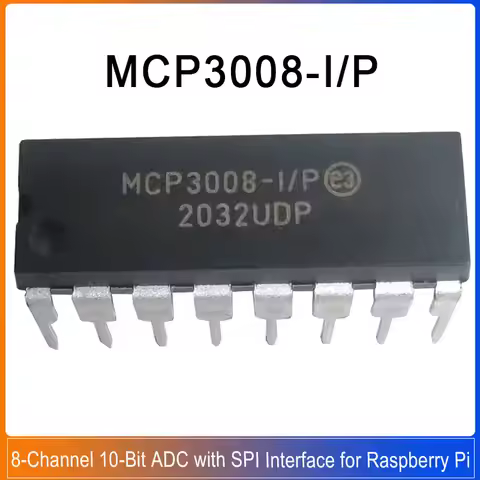 1-5PCS MCP3008-I/P Mcp3008 DIP-16 Mcp 8-Channel 10-Bit ADC with SPI Interface for Raspberry Pi Digit