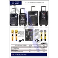 Black Spider Portable Speaker 12" &amp; 15” Active with 2 UHF Wireless Microphone (SD / USB / Bluetooth / FM Radio)