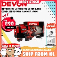 DEVON 20V LI-ION 4.0AH CORDLESS ROTARY HAMMER 20MM 5401-LI-20RH (5401) - 6 MONTH WARRANTY 100% Authe
