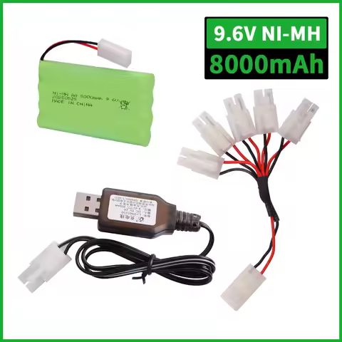 NiMH Battery 9.6v 800mah Rechargeable Battery + 9.6v Charger For Rc toys Car Tank Robots Gun RC Boat
