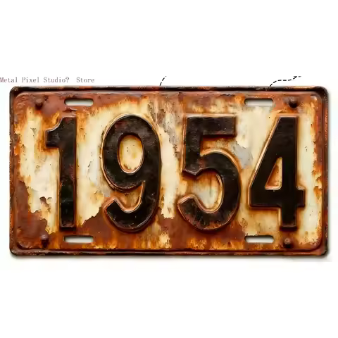 Distressed Retro 1950-1959 2D Flat Aluminum Sign 12x6 Inch - Weather Resistant Metal Wall Decor for 