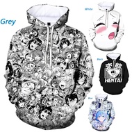 Men Casaul Funny Japanese Ahegao Anime 3D Printed Hoodies Long Sleeve Graphic Pullover Sweatshirtsr 