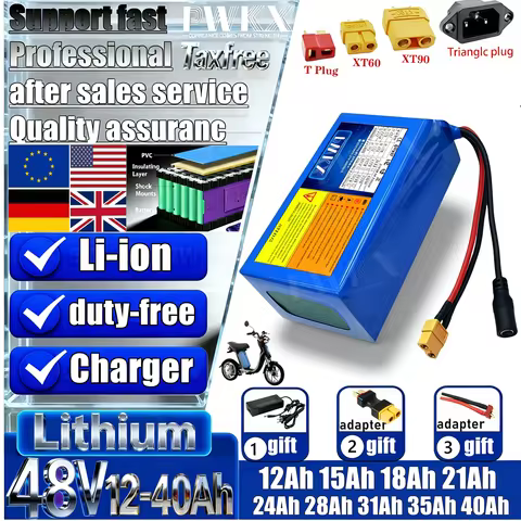48V 40AH 21AH 18AH 15AH 12AH 35AH 28AH lithium battery pack with built-in BMS 1000W-2500W motorcycle