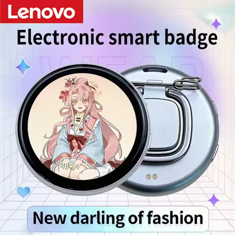 Lenovo Smart LED Electronic Badge With 1.85 Inch HD Round Screen Bluetooth 6.0 For Pictures Short Vi