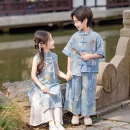 New Chinese Costume Children Summer Clothes 2025 New Country Boys Girls Chinese School Clothes Hanfu