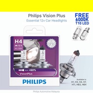 Philips VisionPlus 12v Headlight Bulb UP TO 60% - H1 H3 H4 H7 H11 9005 HB3 9006 HB4 (2 Bulbs/Box Fre