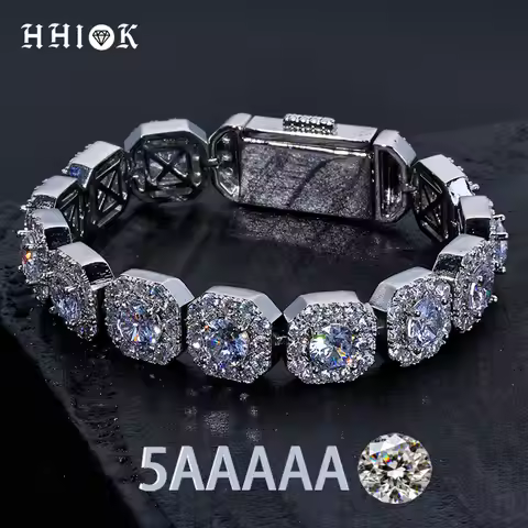 Valentine Day Cluster Tennis Bracelet Hip Hop Jewelry Sparkle 5A CZ Diamond 10/12mm Rock Sugar Tenni