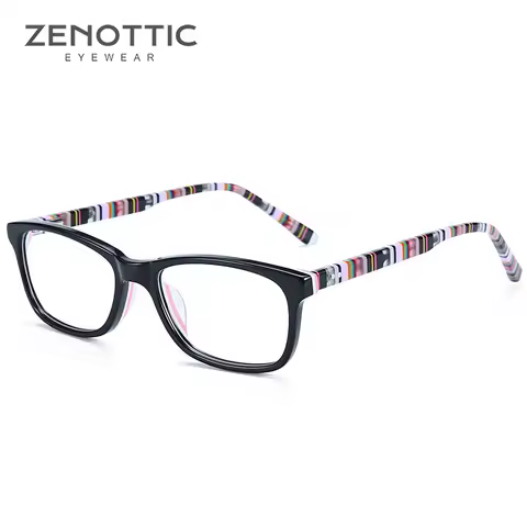 ZENOTTIC 2024 New Kids Optical Glasses Acetate Frames Children Striped Square Non-Prescription Eyewe