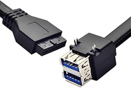CY Cord Stackable Dual Port USB 3.0 Female Type-A DIP Type to Motherboard 20Pin 19Pin Header Cable w