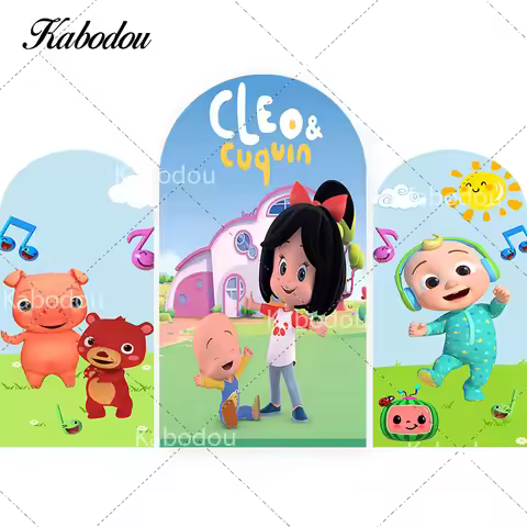 Kabodou Cleo And Cuquin Arch Backdrop Cute Theme Arched Wall for Kids Birthday Party Photography Bac