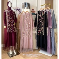 ASKA.ID - BELVA DRESS GAMIS LEBARAN FLOWERS TILLE