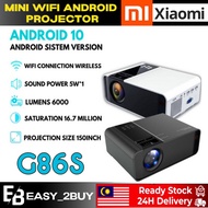 The projector 5 Years Warranty  6000 lumens G86 Projector FULL HD 1080P Android Mini Projector WIFI LCD Led A80 Protable