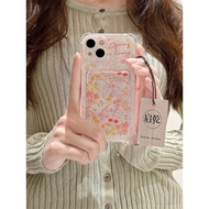 MERAH Pink Card Holder Flower Strap Casing iphone 17 Air Pro 16 15 Pro Max 11 13 Pro Max Ip13 15 14 