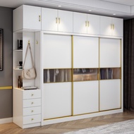 Sliding Door Wardrobe Nordic Modular Wardrobe White 2/3 Doors Tempered Glass High Quality Wood Board