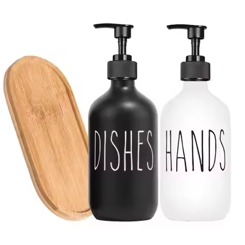 Dishwashing soap dispenser with plastic pump, reusable liquid soap shampoo shower gel bottle pressur