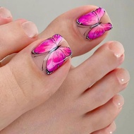 Wearing Nails Foot Nails Pink Butterfly Nails Finished Fake Nails Manicure Nails press on nail2026.7