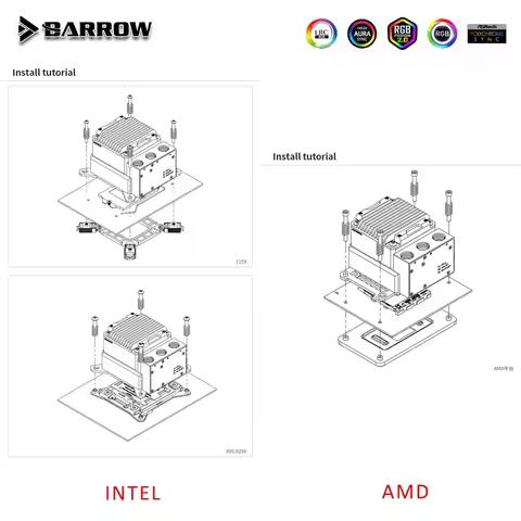Barrow CPU Water Cooling Block Pump Reservoir Combo, All-in-One Liquid Cooling Kit For AMD AM5 AM4 A
