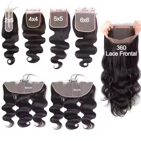 Body Wave 13x6 Lace Frontal Only 2x6 Lace Closure 4x4 5x5 6x6 Transparent Swiss Lace Closure 360 Lac