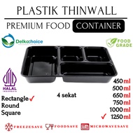 DELKOCHOICE THINWALL RECTANGLE BLACK FOOD CONTANER PREMIUM PLASTIC FOOD CONTAINER 1250ML