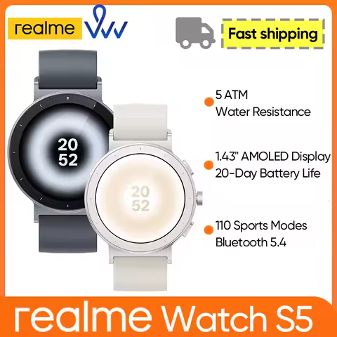 realme Watch S5 Smart Watch 1.43" AMOLED Display 5ATM Water Resistance 20-Day Battery Life 110 Sport