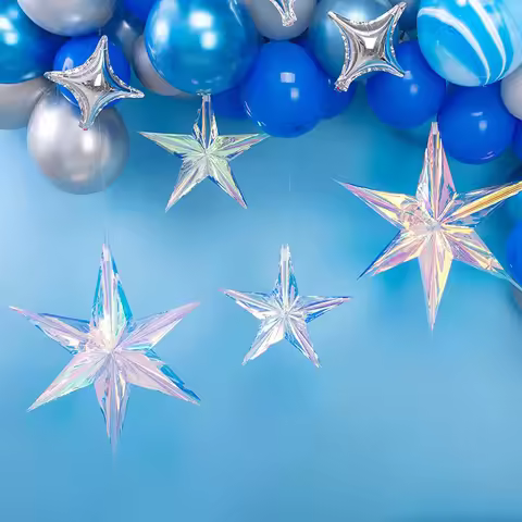 Christmas Star Hanging Ornament Iridescent Star Pendant Decoration Christmas Tree Birthday Party Dec