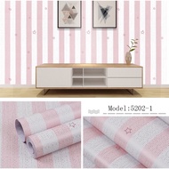 Striped Wallpaper PinkBINTANG 9m to/ 10m x 45cm